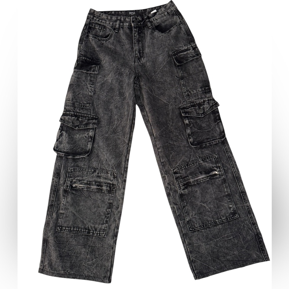 RISE supply co Washed Black Cargo Pants